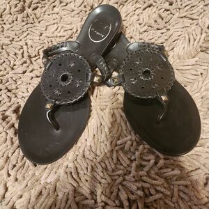 Black Jelly Sandals with Stud Accents